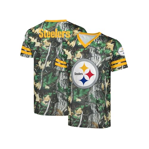 FOCO NFL Mens Officially Licensed Hunter Camo Primary Logo Game Day Football Jersey (US Alpha Large Regular Regular Pittsburgh Steelers - Hunter Camo)