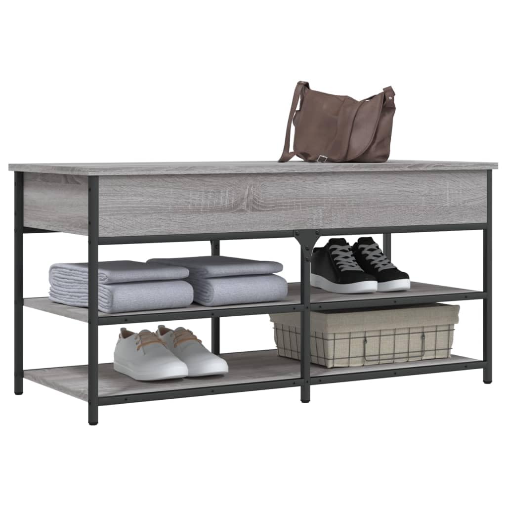 Ławka na buty 100x42,5x50 cm Drewno inżynieryjne Szary Dąb Sonoma
