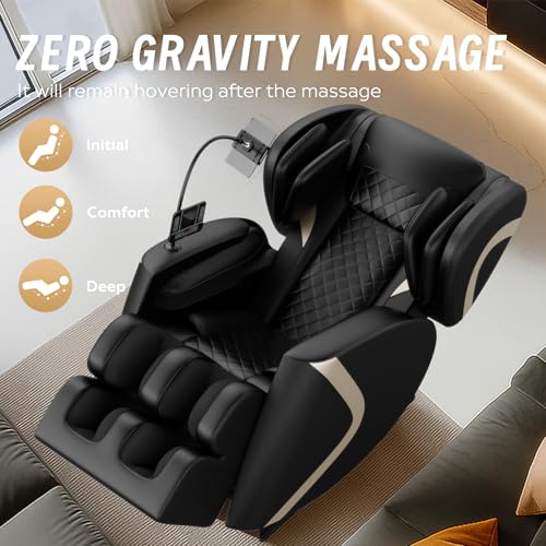 Full Body Massage Chair Recliner with Zero Gravity, Air Pressure Compression System, Heated Waist and Legs, Adjustable Footrest, Automatic Modes, Easy Setup Relaxation Seating for Home Office, Black - Image 3