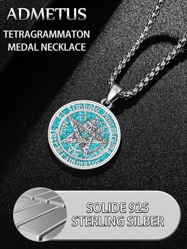 ADMETUS 925 Sterling Silver Tetragrammaton Amulet Necklace Pentagram Pentacle Pendant Protection Jewelry Gifts for Men with 2.5mm 22"+2" Round Box Chain4