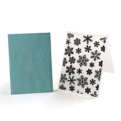 arriettycraft Merry Christmas Happy New Year Snowflake Background Plastic Embossing Folder for Scrapbook DIY Album Card Tool Plastic Template Folders