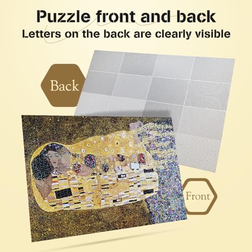 MISITU 2000 Pieces Jigsaw Puzzles for Adults Art Puzzle "Kiss" by Gustav Klimt - Image 4