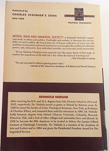 Moral Man and Immoral Society: A Study in Ethic... B0006AWRY6 Book Cover