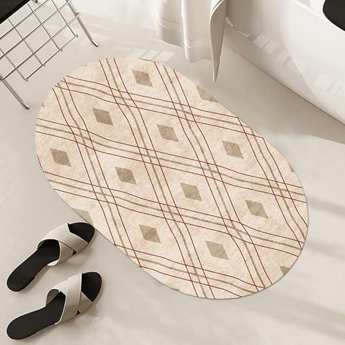 Alfombra ovalada moderna de pelo corto, textil antideslizante lavable para el dormitorio 2