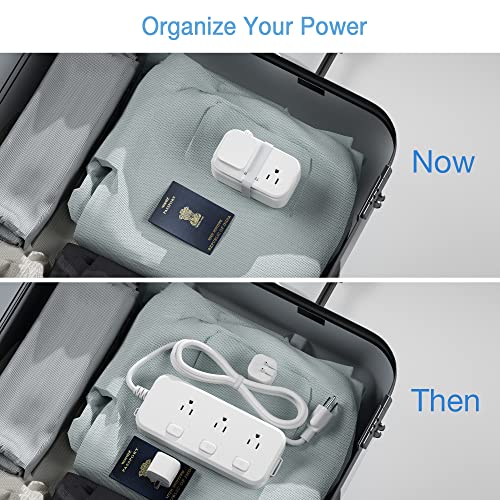 Travel Power Strip, Tessan 3 Ft Wrapped Flat Plug Extension Cord With 4 Wall Outlets 3 Usb(1 Usb C), Small Portable Charging Station, Compact For Home Office Hotel, Cruise Essentials Must Have #TOP7