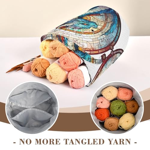 Image of Yarn Storage Bag Small Crochet Bag Knitting Bag Organizer Dragon Yarn Bags for Crocheting Basket