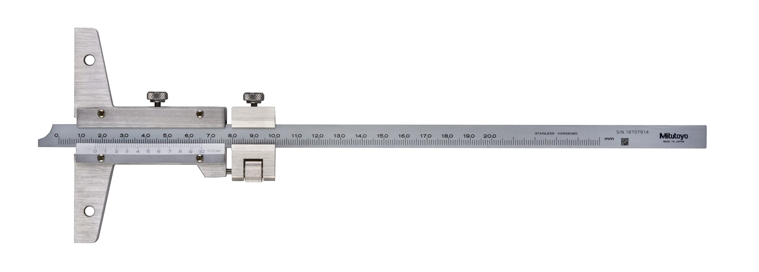Mitutoyo 527-102 Nonius Tiefenmessschieber, 0-200 mm