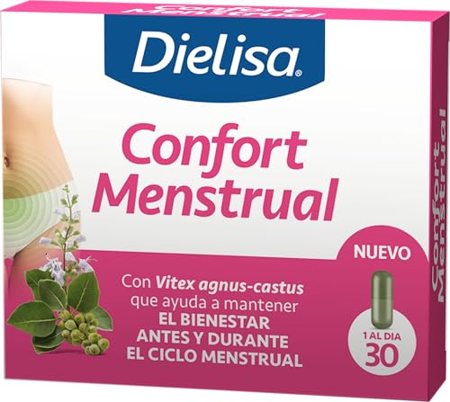 Dielisa Confort Menstrual, Complemento Alimenticio con extracto seco de Vitex agnus-castus que ayuda a mantener el bienestar antes y durante el ciclo menstrual, 30 cápsulas
