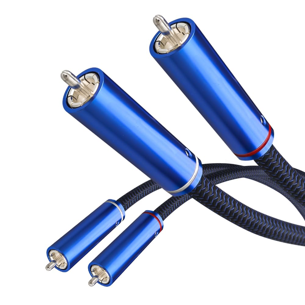 Brollitest Cavo RCA di fascia alta, conduttore argentato in argento Sterling Hifi Chinch, 2 x 2 connettori, cavo audio stereo, per CD, amplificatori, dispositivi audio, decodificatori (2 m