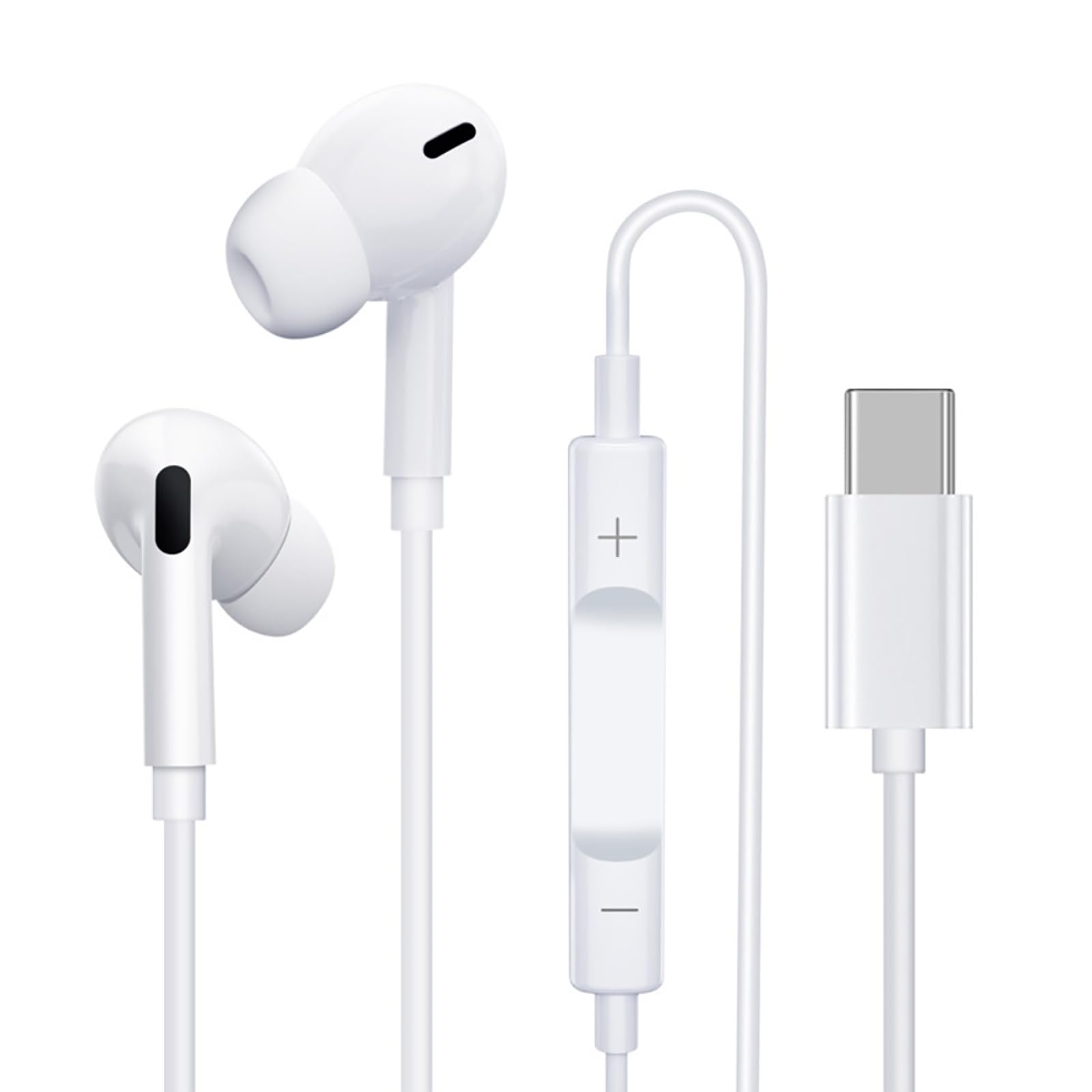 TRkin Type Cイヤホン有線HiFi Type CイヤホンUSB Cイヤホン重低音有線イヤホンtype-cクリア通話ノイズ低減装着快適マイク付き通話音量調節コンパクト適用-i-Phone 15/P-ixel/X-peria/G-alaxy/i-Padなど（ホワイト）