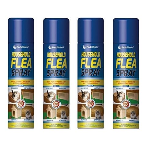 Flea Killer Spray 4 x 200ml Aerosol Animal Flea Dog Cat Tick Protection House Cover