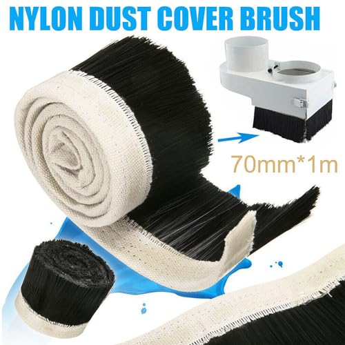 Nizirioo Nylon Graviermaschine Staubschutz Bürste: 1 m x 70 mm Vakuumbürste für Graviermaschine, Graviermaschine Staubschutz Bürste, für CNC-Fräser Spindelmotor Staubbürste (Schwarz)