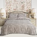 4 Piece Printed Bedding Set Duvet Cover, Deep Fitted Sheet & 2 Pillowcases Single, Double, King, Super King Sizes Soft Microfiber, Wrinkle-Resistant, Easy Care (King (U.K. Standard), Vintage Grey)