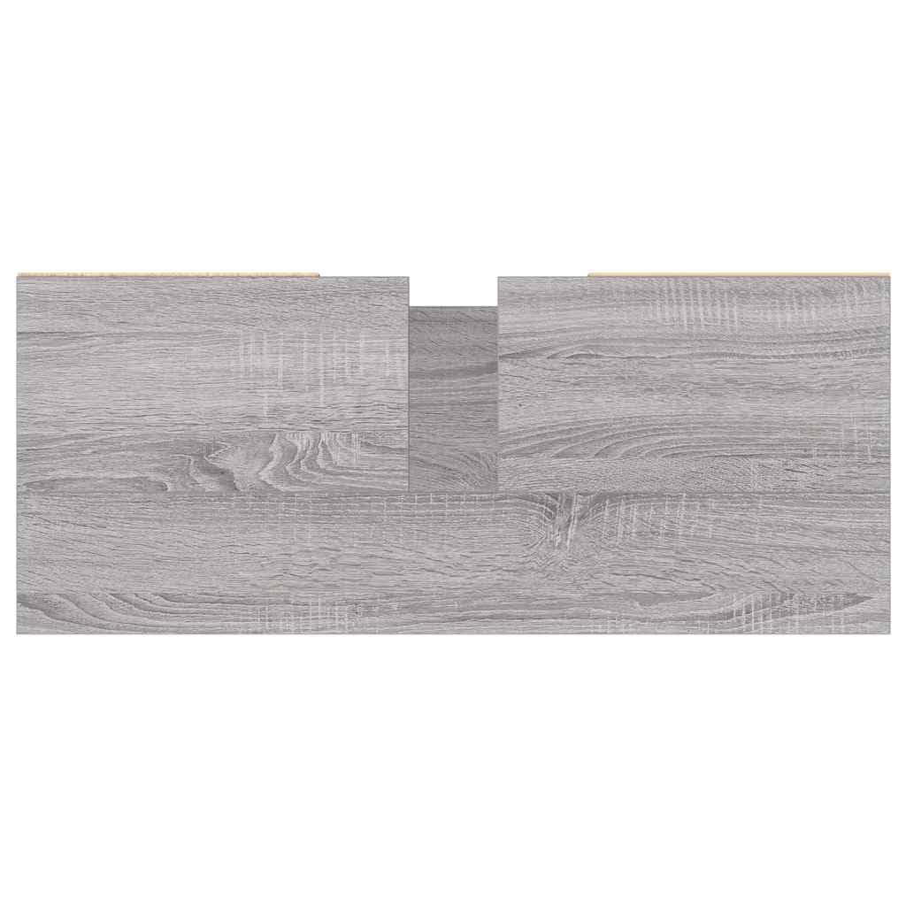 Mueble de baño gris Sonoma 80 x 33 x 60 cm madera multicapa | 1 puerta con 4 cajones, patas de hierro, estilo industrial, montaje de puerta flexible