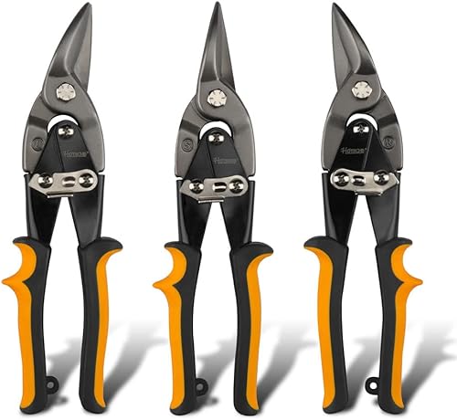 Hoteche 3-Piece Aviation Snip Set 10-Inch Sheet Metal Shears - Left, Right and Straight Cut
