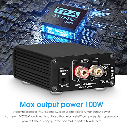 Nobsound 100W Subwoofer Digital Power Amplifier Audio Mini Amp (Black) - Image 3