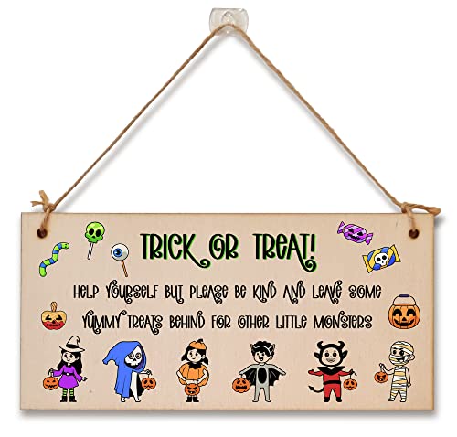Trick or Treat Help Yourself Be Kind Sweets Halloween Do not Disturb Sign Handmade Wooden Hanging Wall Plaque Gift Hallway Home Décor