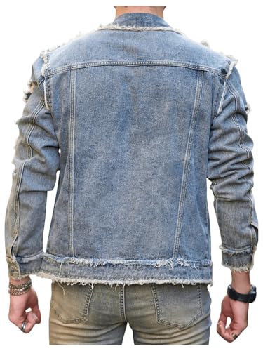 SOLY HUX Men's Denim Jacket Jean Jacket Men Vintage Trucker Jackets Coats Long Sleeve Casual Denim Outerwear2