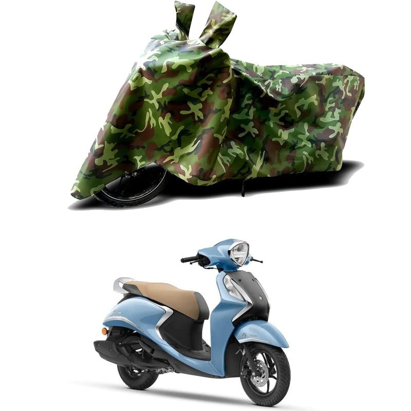 Image of 100% Water Resistant Bike Scooty Two Wheeler Body Cover Compatible for Yamaha Fascino 125 Hybrid /UV-Rays /Heat Protection /Birds Dropping /Scratchproof /Dust Proof /Waterproof /All [Green MJ]
