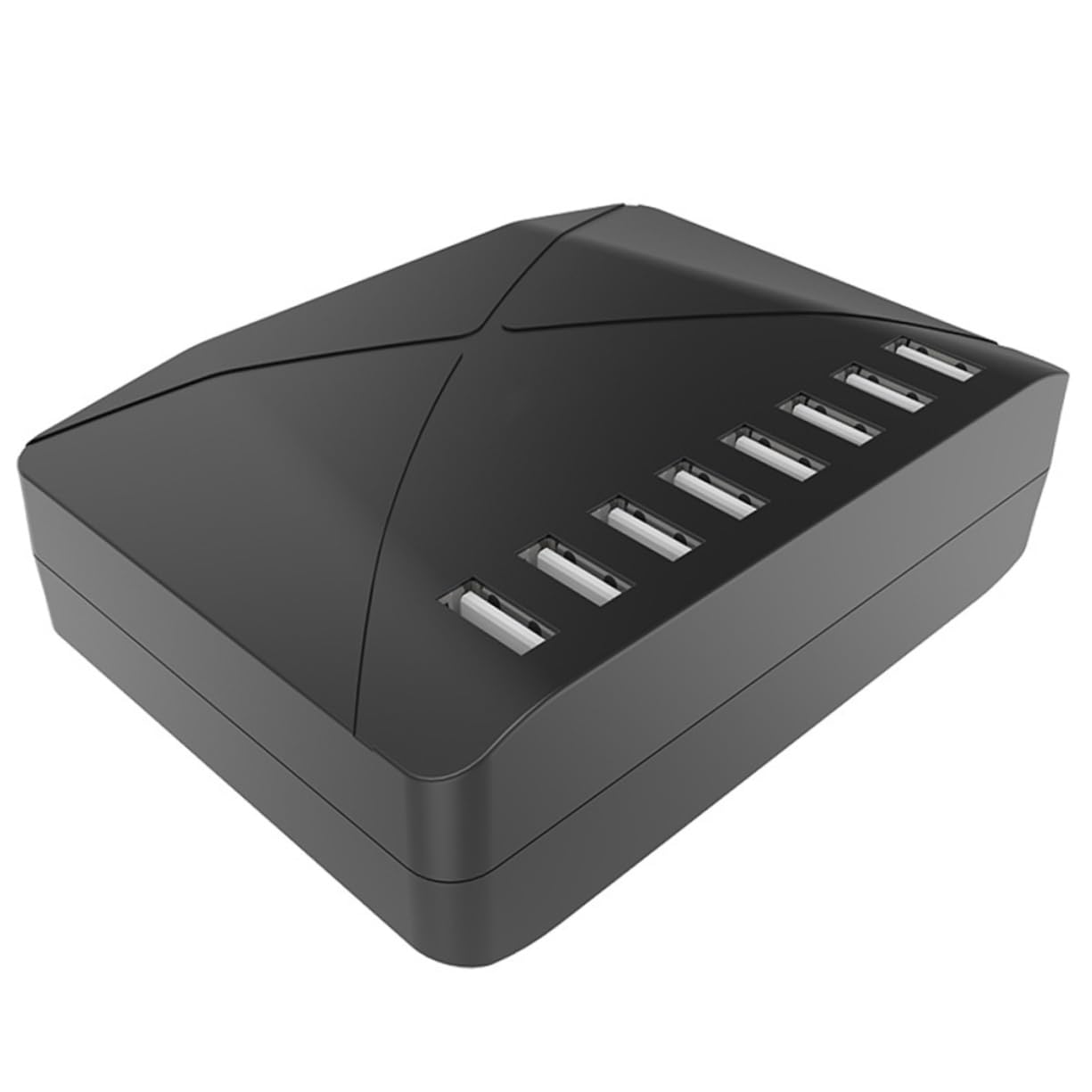 Caricatore Multi Porta USB Portatile 40w per Telefono e Diffusori | Riconoscimento Automatico, Design Salvaspazio, Abs Nero, per Comodino e Zona Tv