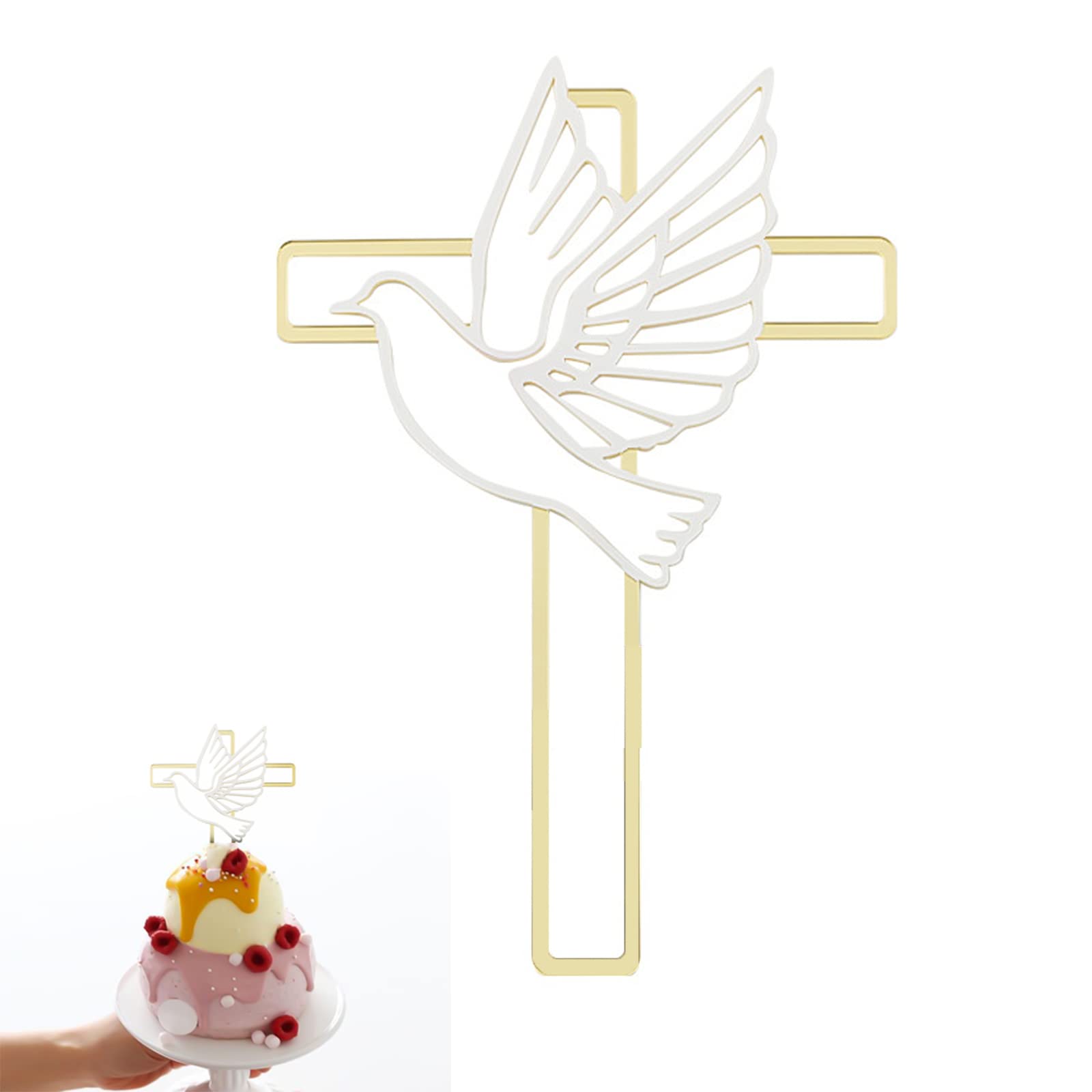 16-tlg. Tortenaufleger Kommunion - Goldene Acryl Kreuze Für Kuchen & Cupcakes