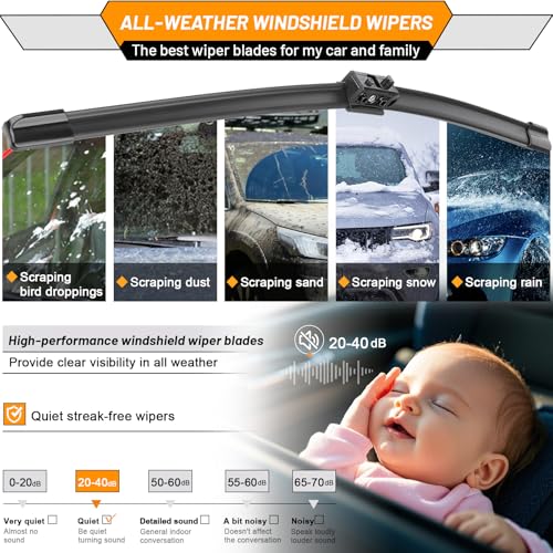Image of AUTOBOO Windshield Wiper Blade Replacement for Benz Sprinter 1500 2500 3500 | Fits Mercedes-Benz Sprinter 1500 /2500 /3500 2019-2023, 26 inch+24 inch, 2-pack, OEM quality, without washer hose