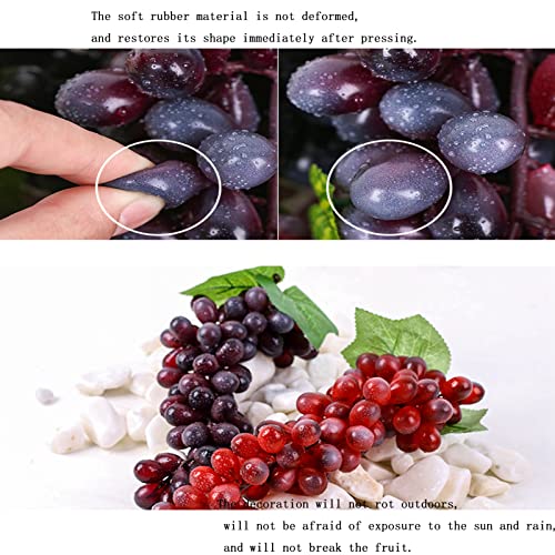 2 Pack Purple Green Grapes Artificial Fruit 1:1 Simulation Grapes Clusters for Home Party Wedding Wine Decor Still Life Sketches Game Props Photo Props (60 Grains 9 Inches) - Image 4