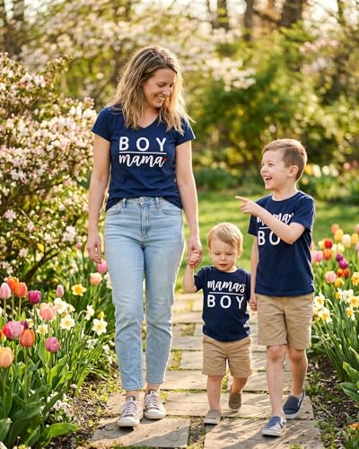Image of Boy Mama Matching Mommy and Me Outfits Mom Daughter Shirts Mothers Day Outfits Mama Mini Clothing