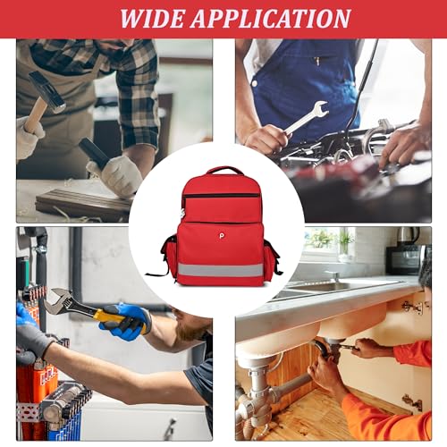 Image of PAHAL 19 Inch Medical First Aid Kit Backpack - Large Nylon Portable Medicine Storage Bag for Emergency, Travelling, Car, Home & Vaternity, Empty Medical Organizer Bag (No Medicine Included), Red