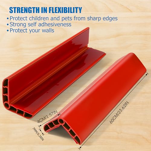 Image of Wall Corner Edge Protector 4 Pack,1.57x1.57x23.62x0.28 inch Soft Baby Proof Corner Guards for Sharp Edges, Self-Adhesive Corner Protectors for Home, Kindergarten,Thickness-7mm(0.28 in)