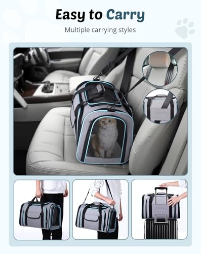 Erweiterbar Transporttasche für Katzen/Hunde, Faltbar Transportbox Katzentasche Hundetasche, 47x29x29cm Katzentransporttasche Tragetasche für Haustiere - Bis 5,5 kg – Bild 4