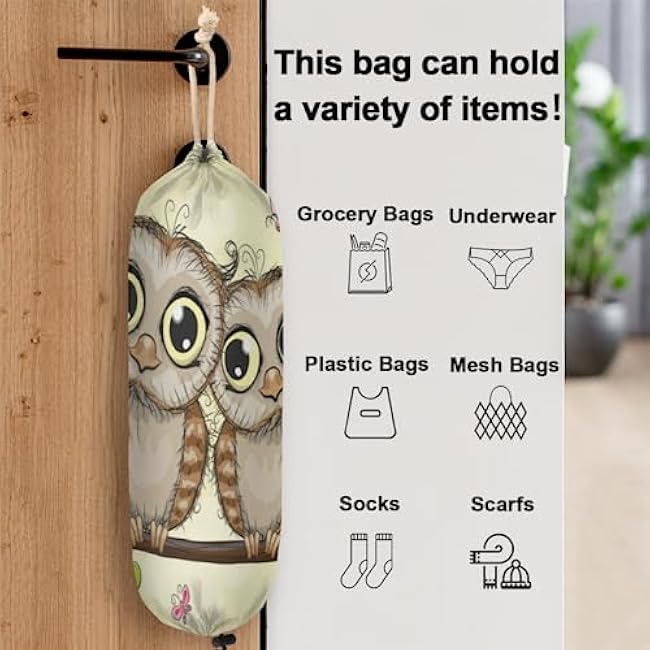 Grocery Plastic Bags Holders and Dispenser,Owl Shopping Bag Holder Organizer Grocery Bag Carrier Storage for Home Kitchen Office Decor