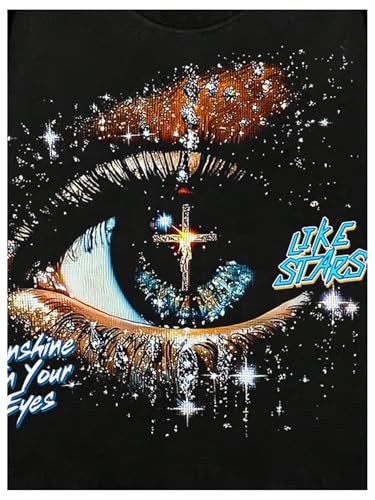 Verdusa Men's Graphic Tees Rhinestone T Shirts Eye Print Long Sleeve Tops Hip Hop Streetwear4