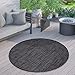 Produktbild Paco Home Outdoor Teppich Wetterfest Rund Balkon Küchenteppich Modern Flachgewebe Meliert Einfarbig, Grösse:80 cm Rund, Farbe:Anthrazit