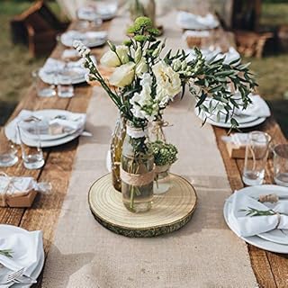 KARAVELLA Large Wood Slices for Centerpieces - 5 Pack Wood Centerpieces for Tables, 11 to 13 inches, Rustic Wedding Centerpiece, Natural Wood Slabs w/Thick Slices