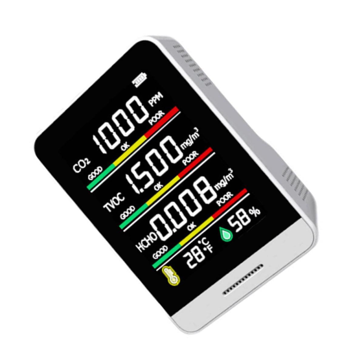 Portable Co2 and Total Volatile Organic Compounds Air Quality Detector Meter with Gas Analyzer, Indoor Air Monitor for Home Office, White Compact Carbon Dioxide Sensor with English-image-41