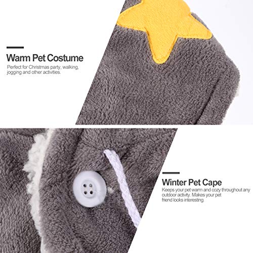 Camisola com manto de lã e quente para gatos de estimação (estrela cinza com cordão código S)