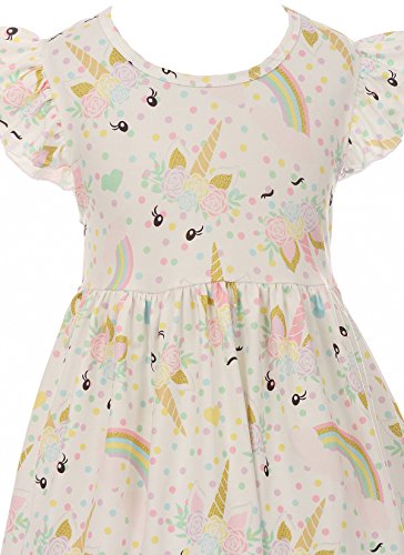 Cap Sleeve Unicorn Print Slip-on Dress 2t-83