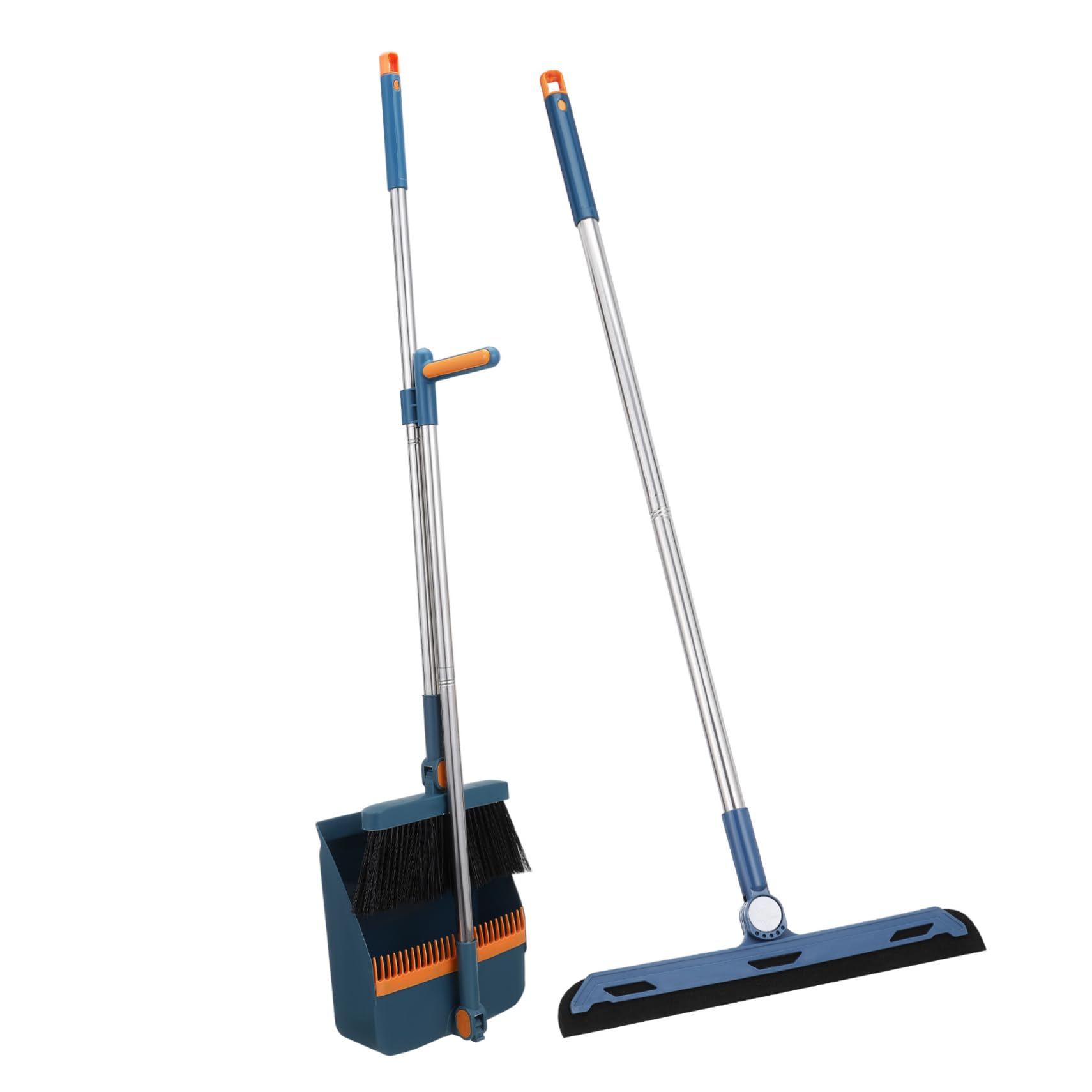 Ipetboom Juego de Escoba y Recogedor de Pie Plegable Azul, 3 Piezas