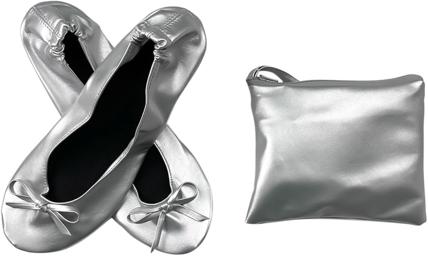 Ballerines Pliables Femmes - Chaussures Plates Confortables Style Ballet - Simili Cuir Avec Sac - Pour Ville, Voyage, Danse