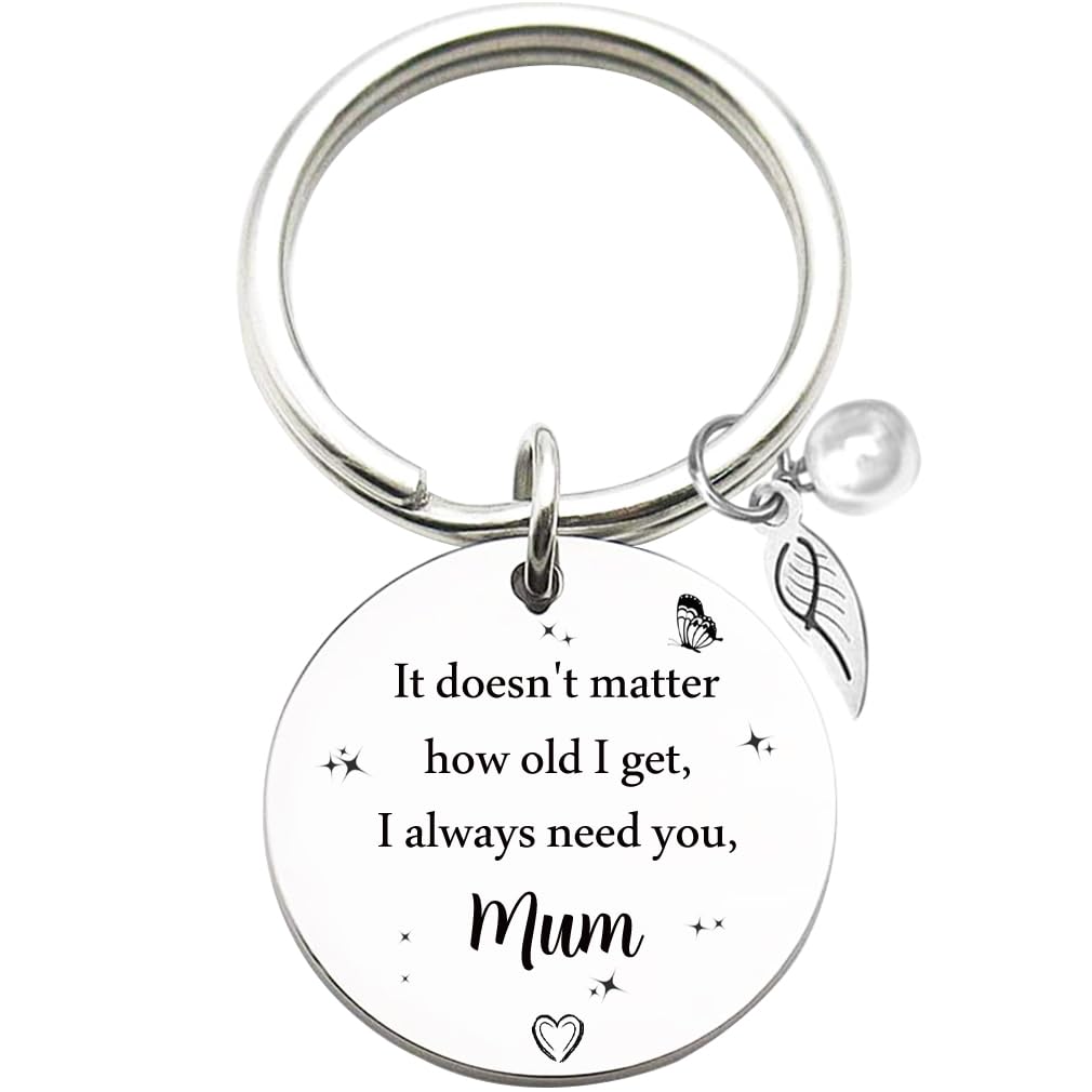 Tecreo Sentimental Mother's Day Keychain, Silver Metal with Pearl Charm, Inspirational Message for Mum, Mum Gift