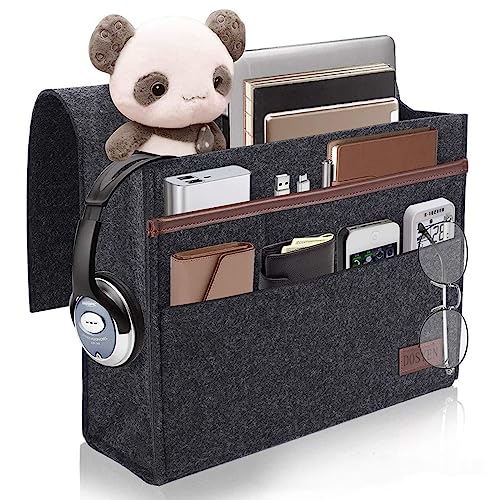 Betttasche, Bett Organizer, Betttasche Zum Einhängen, rutschfeste Aufbewahrungstasche, Nachttasche aus Dickem Filz, Sofa-Hängelager für Handys,...