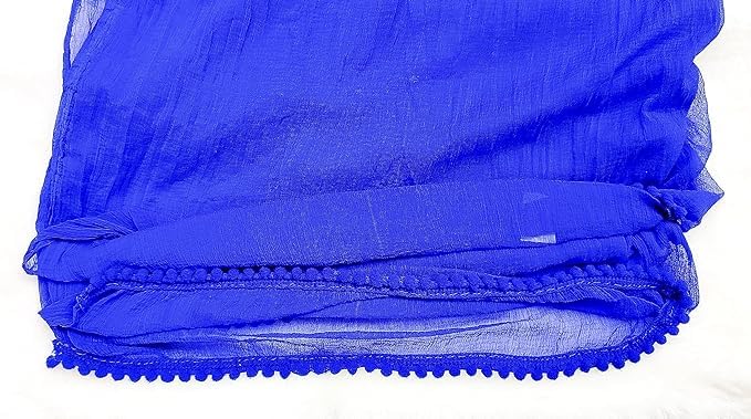 Image of Solid Beautiful Chiffon Dupatta Chunni Chunri with Bundi Lace for Women Casual Traditional Dailywear Lightweight dyeable