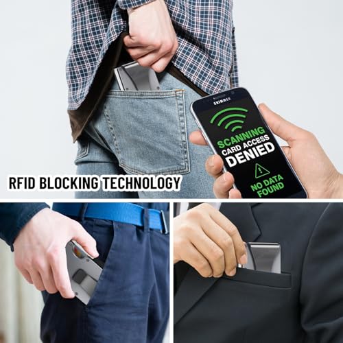 Wallets for Men- Minimalist Wallet for Men - Money Clip For Men- Front Pocket Wallets for Men - Card Holder Minimalist Wallet - RFID Blocking Wallet (Gray)3