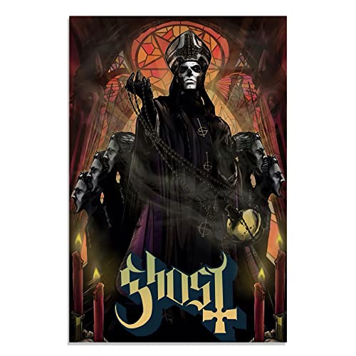 Póster de banda fantasma de música rock lienzo arte de pared para dormitorio, oficina, decoración de habitación, regalo de 12 x 18 pulgadas sin marco