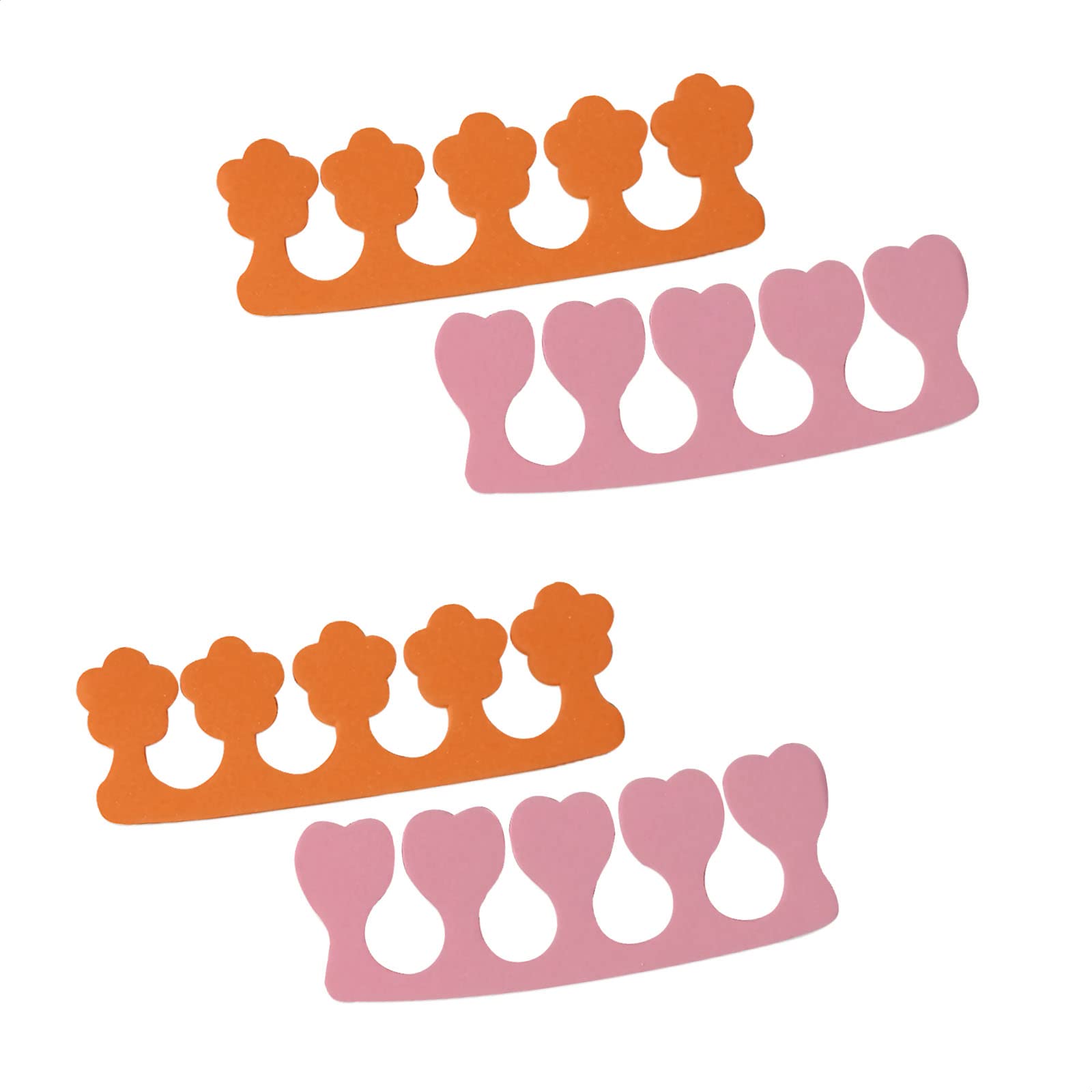 EUROXANTY Separador de dedos | Forma de corazón y flor | Espaciador para pintar uñas | Herramienta para manicura y pedicura | Esponja divisora de dedos | 2 pares