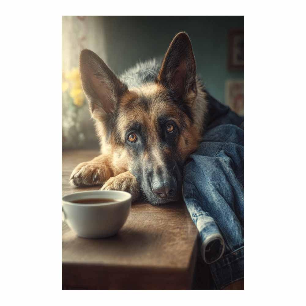 ZAMAEIU Dog Pictures For Wall German Shepherd art prints and posters, Suitable for Living Room Bedroom Decor Kid's Room Wall Decoration(black)-80x120cm Unframed
