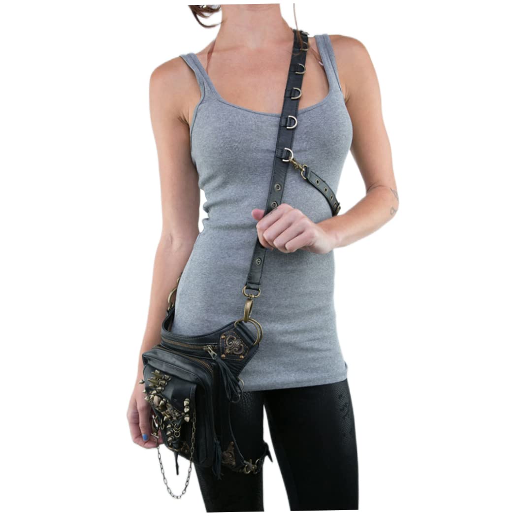 Riñonera Steampunk para Hombre y Mujer, Bolso de Hombro con Calavera gótica