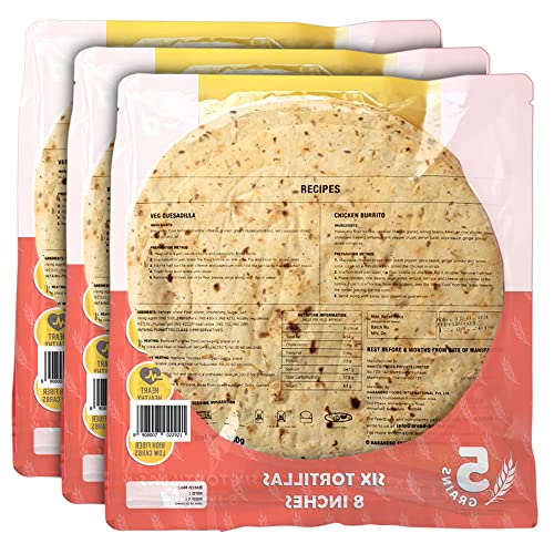 Image of Habanero Tortilla Wraps| multigrain | 8 Inches l Pack of 3| Goodness of multigrain, Ragi, oats, Barley and Maize flour| Fresh Taste & Soft Texture l Best for Burrito, Wraps, Tacos, Samosas, Shawarmas and Rolls l Ready to Eat Healthy Food in 60 Seconds l On the Go l Enjoy our multigrain tortilla wraps with mozzarella cheese or butter|990G