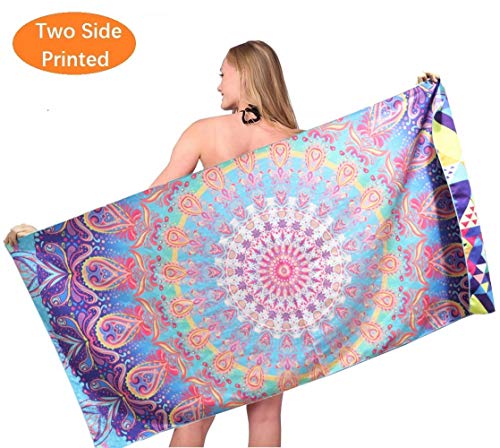 Mandala Microfiber Sand Free Beach Towel-Quick Dry Super Absorbent Lightweight Thin Oversized Big